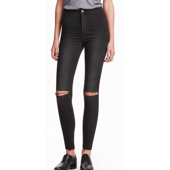 h&m high waisted ripped jeans